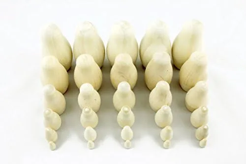Vista 3 de Lote 5 Matryoshka Muñeca de anidación rusa Babushka en blanco sin pintar Set 6 Piezas Matrioshka