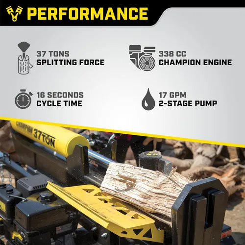Vista 3 de Champion Power Equipment Divisor de registro de gas de haz completo horizontal/vertical de 37 toneladas con retorno automático
