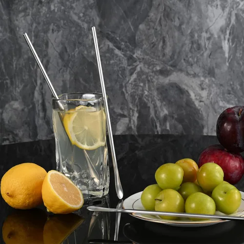 Vista 4 de Cuchara agitadora de café de 8.5 pulgadas/8.6 in, acero inoxidable plateado 304#, palitos de café redondos, sólidos y de mango largo, para cóctel