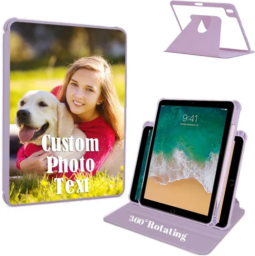 Vista 13 de Funda protectora personalizada con soporte giratorio de 360 grados, con parte trasera transparente y reposo inteligente, soporte para lápices