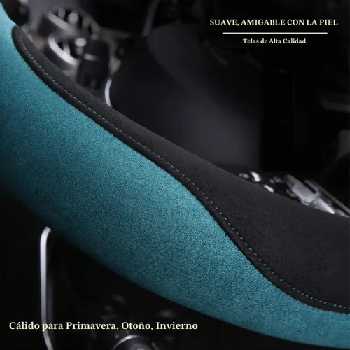Vista 3 de Funda para volante en forma de D de gamuza suave, color negro negro (D Black)