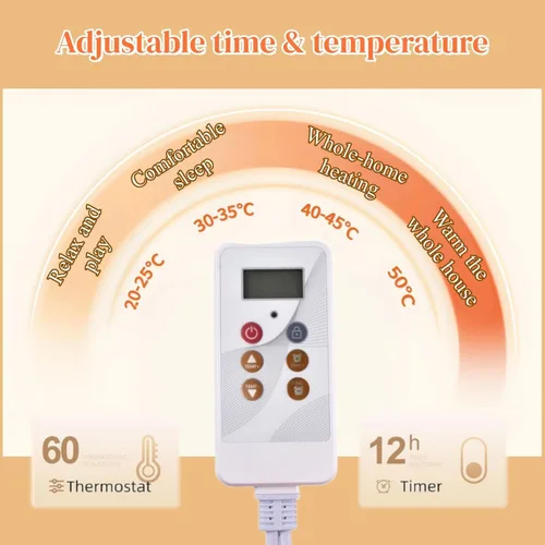 Vista 4 de Heated Rug, Electric Heated Carpet, Heater Floor Mat with Timer, Fast Warm Up, Radiant Floor Heater, for Home Office Study(E,80x160cm)