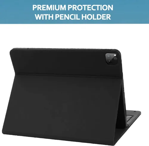 Vista 8 de FARYODI Funda para iPad Pro 12.9 con teclado Inalámbrico desmontable, retroiluminación de 7 colores, soporte para lápices, parte trasera de TPU