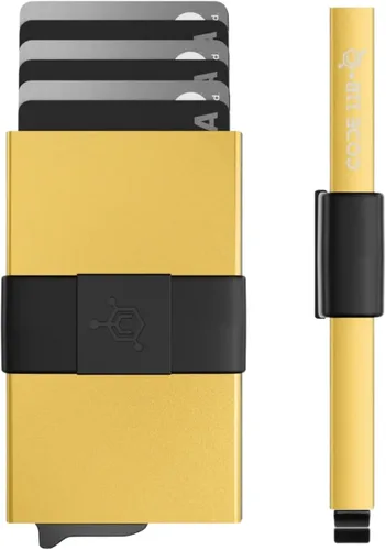 CODE 118 Billetera – Billetera inteligente automática premium, bloqueo RFID, billetera de metal minimalista emergente para hombres, aluminio de 24K