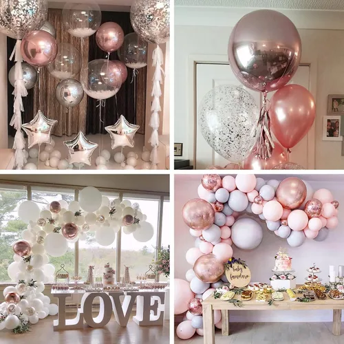 Vista 9 de PartyWoo 6 globos de oro rosa y 140 globos metálicos de oro rosa