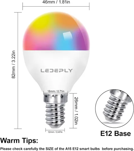 Vista 10 de Bombilla inteligente A15, bombillas LED WiFi E12, compatible