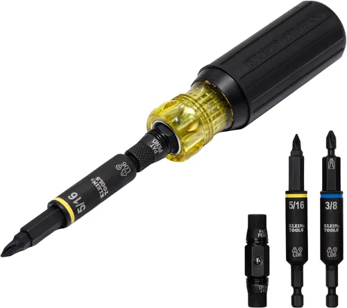 Klein Tools 32500HD KNECT - Destornillador multibroca/destornillador de tuerca, herramienta de impacto 11 en 1 con puntas Phillips, ranuradas,