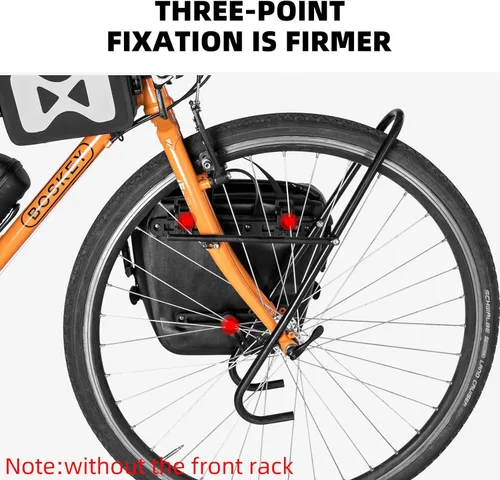 Vista 4 de ROCKBROS Bolsa de alforjas delanteras enrollables Bolsa de rack frontal para bicicleta Paquete de estante resistente con asa de transporte y correa