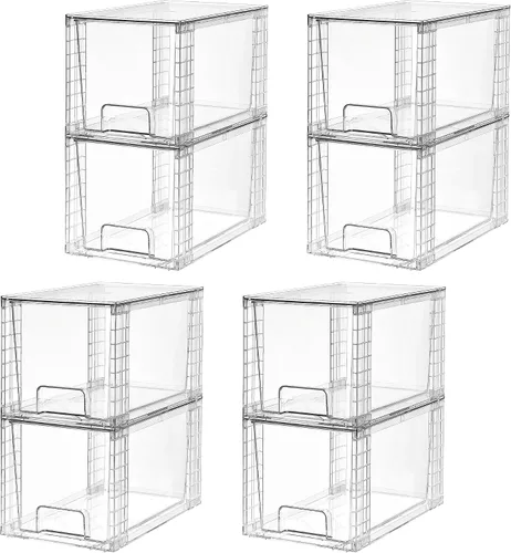 Vista 14 de Vtopmart Paquete de 4 cajones de almacenamiento apilables grandes, color negro Negro (paquete de 4)