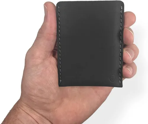 Vista 2 de Modern Carry - Funda delgada de cuero para tarjetas de crédito, Funda para tarjeta Gris Medianoche, Moderno