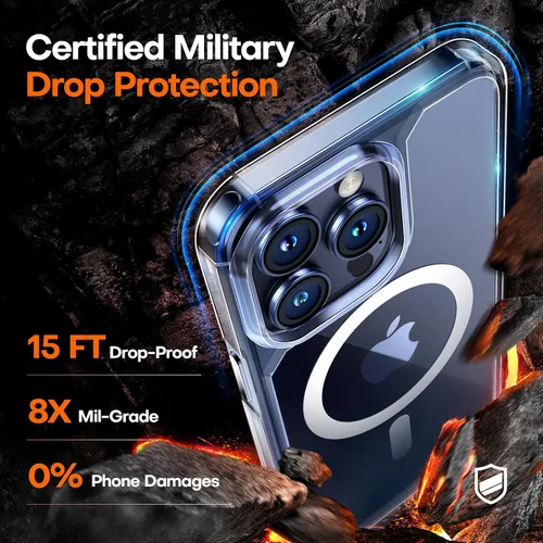 Vista 2 de TAURI Funda magnética 5 en 1 para iPhone 15 Pro Max, transparente, con 2 protectores de pantalla HD + 2 protectores de lente de cámara
