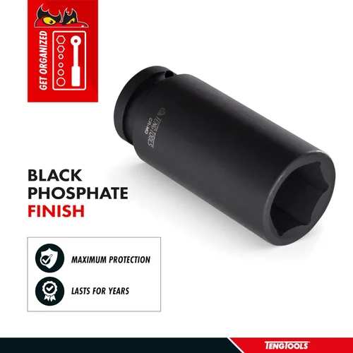 Vista 4 de Teng Tools Zócalo de impacto de molibdeno de cromo profundo de 6 puntos ANSI de 1/2 pulgada de 0.394 in Herramienta mecánica Herramienta de mano