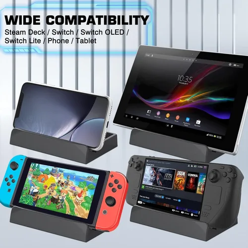 Vista 2 de DLseego Soporte ajustable para cubierta de vapor interruptor plegable soporte de consola base antideslizante portátil compacto soporte de juego