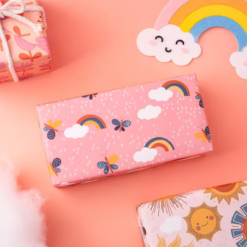 Vista 4 de RUSPEPA Rollos de papel de regalo de estraza – Mini rollo – para cumpleaños, baby shower, vacaciones – 17 pulgadas x 10 pies por rollo, total de 3