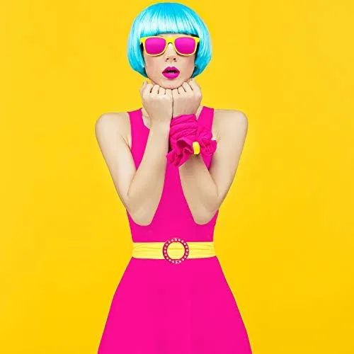 Vista 3 de HESTYA 4 clips de camiseta de los años 80, accesorios de los años 80 para mujer, vestido de plástico, bufanda, anillo, clips de camisa de moda