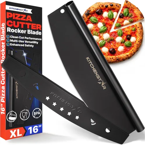 Vista 12 de Cortador de Pizza KitchenStar - Cuchillo de corte de acero inoxidable 304 con hoja súper afilada, mecanismo de eje anti-vacilación, mango ergonómico