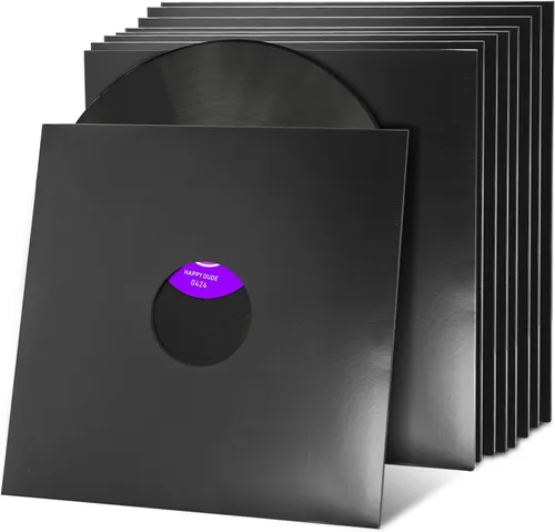 Vista 9 de Facmogu 10 piezas de 30,48 cm de fundas para discos de vinilo LP, fundas de discos de vinilo de cartón de 350 g/m² con acabado kraft, fundas
