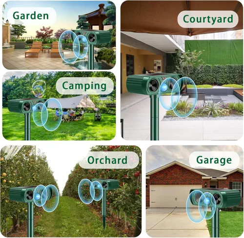 Vista 7 de 2 Pack Solar Animal Repeller with Motion Detection Ultrasonic Outdoor Deer Repellent Device for Patio Garden Yard Waterproof Animal Repellent