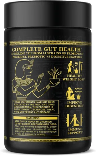 Vista 7 de Ambrosia Enzimas digestivas de flora con probióticos y prebióticos Suplemento de salud intestinal de 32 mil millones de UFC Probiótico vegano a