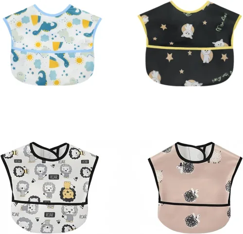 Vista 17 de Baberos para bebé impermeables, babero para niños pequeños - Babero de alimentación con bolsillo para bebé niño niña lavable 6-36M