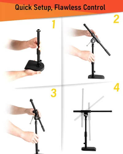 Vista 7 de Stage Rocker Soporte para Micrófono Ajustable de Bajo Perfil - Bombo/Tambores/Bajo (Kick)/Mesa, Altura Ajustable, Brazo de Boom Telescópico