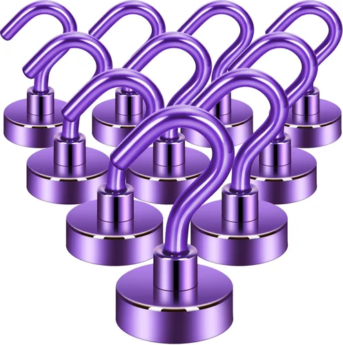 Vista 9 de Neosmuk Magnetic Hooks, 10 kg High Performance Earth Magnets with Hooks, Extra Strong Cruise Hook for Hanging (Pistol Black, Pack of 10)