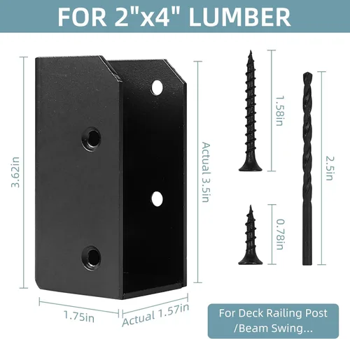 Vista 2 de Conectores de soportes para barandilla de cubierta, soportes de 2 x 4 (real 1.5 x 3.5 pulgadas) para barandilla de valla, pasamanos, escaleras