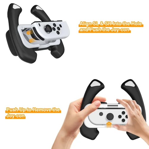 Vista 2 de ZAONOOL Steering Wheel Controller Compatible with Nintendo Switch & Switch OLED, 2 Pack Switch Joy Con Racing Steering Wheel Accessories for Mario