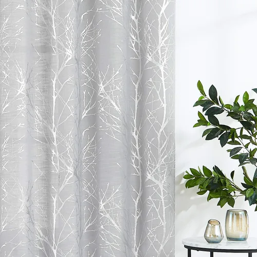 Vista 35 de FMFUNCTEX Cortinas de lino semitransparentes para dormitorio, cortinas blancas y negras de 45 pulgadas de largo para sala de estar, cortinas