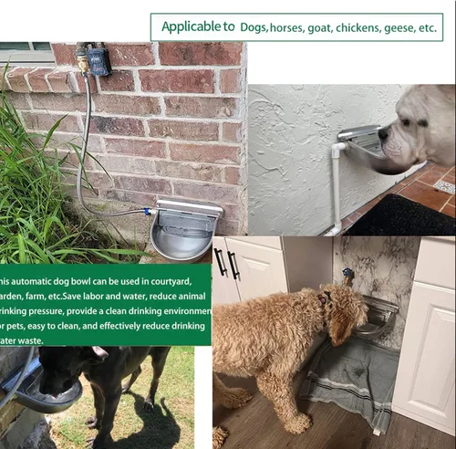 Vista 3 de 304 Stainless Steel Automatic Livestock Waterer with Float Valve and 39 inch Water Hose(one end 3/4''), Automatic Animal Water Bowl for