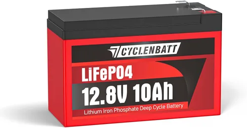 CYCLENBATT Batería de Litio de 12V 10Ah, Más de 5000 Ciclos Batería LiFePO4 12V 10Ah con BMS de 10A Integrado, Batería de Litio de 12V Adecuada para