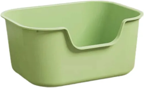 Vista 7 de Bandeja de arena para mascotas con parte superior abierta para gatos, caja de arena para gatos con bandeja lateral alta a prueba de salpicaduras