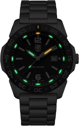 Vista 2 de Luminox Navy Seal Pacific Diver 3120 Series Plata Acero Inoxidable Banda Oyster Band Negro Dial Reloj analógico de cuarzo, plateado, Reloj