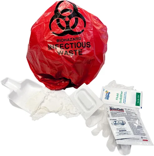 Vista 9 de MFASCO Kit de derrames de patógenos transmitidos por la sangre, bolsa de limpieza, kit desechable de limpieza de vómitos para restaurantes