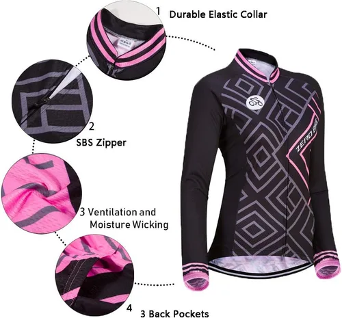 Vista 3 de Traje de ciclismo acolchado de gel 3D transpirable de manga larga para mujer, conjunto de pantalones de malla con protección UV