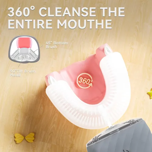 Vista 3 de Cepillo de dientes eléctrico automático ultrasónico para adultos, cepillo de dientes en forma de U, limpieza bucal de 360°, 5 modos
