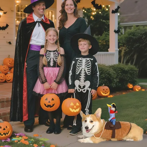 Vista 6 de T2Y Disfraz de vaquero para perro, disfraz de Halloween para perros pequeños y gatos, ropa de caballero con muñeca y sombrero para el día