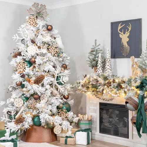 Vista 4 de AuldHome Design Collar de árbol de granja martillado de cobre (base de 29 pulgadas de diámetro), esmalte vintage, acento de árbol de Navidad