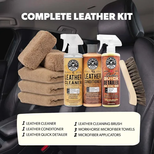 Vista 2 de Chemical Guys - HOL303 Kit de cuidado de cuero y acondicionador (16 oz) (9 artículos)