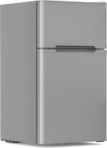 Vista 8 de Electactic 3.1 pies cúbicos Mininevera con congelador de 2 puertas, refrigerador compacto mini con estantes de vidrio ajustables y removibles