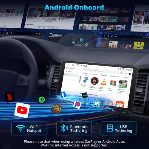 Vista 3 de A5L - Estéreo de coche doble DIN Android de 10 pulgadas con cámara de respaldo, CarPlay inalámbrico y Android Auto, navegación
