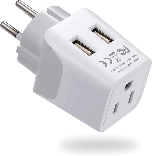Vista 14 de Adaptador de viaje Ceptics, de EE. UU. a Japón, Filipinas, con doble USB, tipo A, ultra compacto Tipo M - Suráfrica