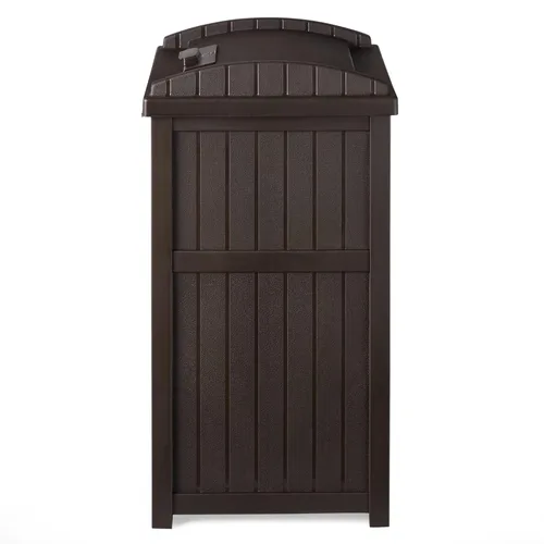 Vista 6 de Suncast Trash Hideaway - Cubo de basura para desechos y residuos de plástico duradero para exteriores con tapa para bolsas de basura de 30 a 33