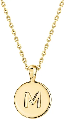 Vista 17 de PAVOI - Collar con dije de letra inicial chapado en oro de 14 quilates para mujer Collar con inicial alfabética de oro
