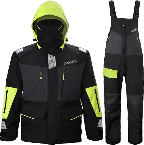 Vista 2 de NAVIS MARINE Conjunto combinado de chaqueta de vela y pantalones con babero - Ocean PRO - Traje impermeable para pesca con pesca y pesca de pesca