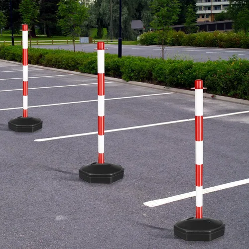 Vista 8 de GANAZONO Columna de advertencia con base rellenable de agua, poste de delineador de tráfico de pila elástica para seguridad vial y uso al aire