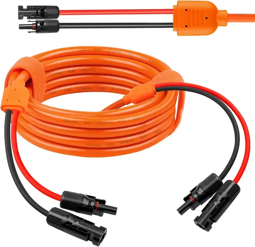 Vista 13 de Cable de extensión solar de calibre 14 de 10 pies, cable de panel solar de 10 AWG con conectores hembra y macho, cables solares principales rojos