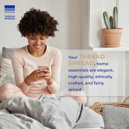 Vista 7 de THREAD SPREAD Juego de 2 fundas de almohada de 100 % algodón tamaño estándar/Queen, 400 hilos, ultra suaves y frescas de tejido satinado