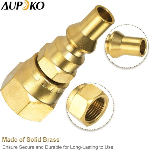 Vista 5 de Aupoko Accesorios de conexión rápida de propano RV de 1/4 pulgadas, enchufe de conexión rápida de 1/4 pulgadas x 3/8 pulgadas hembra para conectar