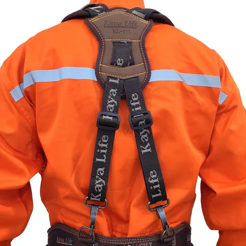 Vista 3 de tirantes de cinturón de herramientas para hombres con bolsa para teléfono y trabillas para cinturón, correas acolchadas ajustables para el hombro